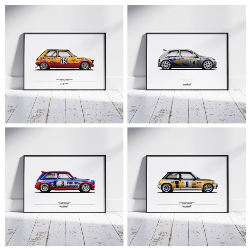 Pack of 4 posters of Jean Ragnotti's cars