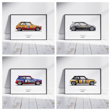 Pack of 4 posters of Jean Ragnotti's rally cars - Limited Edition