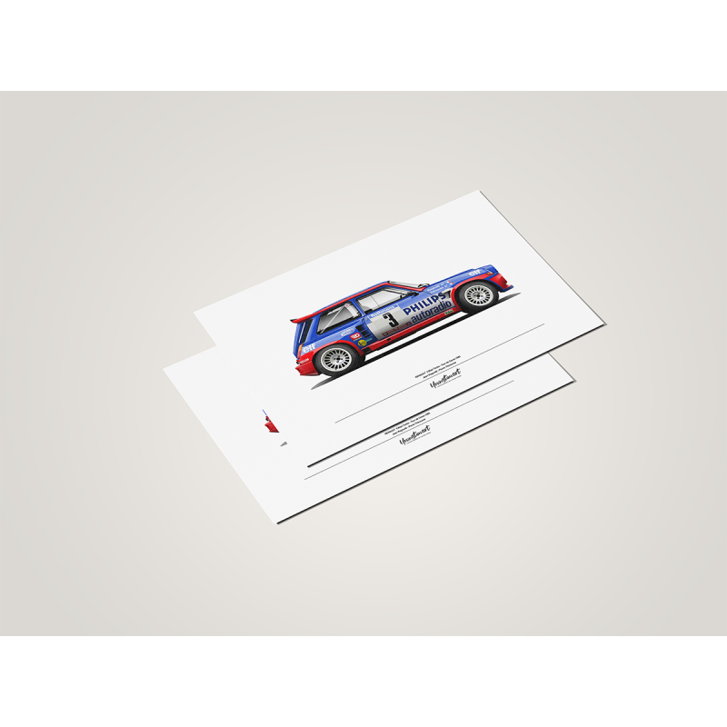 Carte postale Renault 5 Maxi Turbo -  Jean Ragnotti - Tour de Corse 85