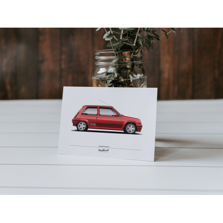 Postcard Renault Super 5 GT Turbo Ph.2 - Red